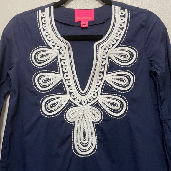 LILLY PULITZER Navy Tunic or Coverup Size XXS - Picture 2 of 6